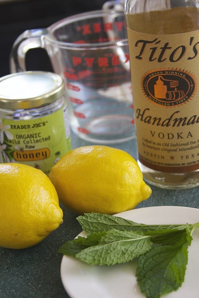 Ingredients for Vodka Honey Lemonade