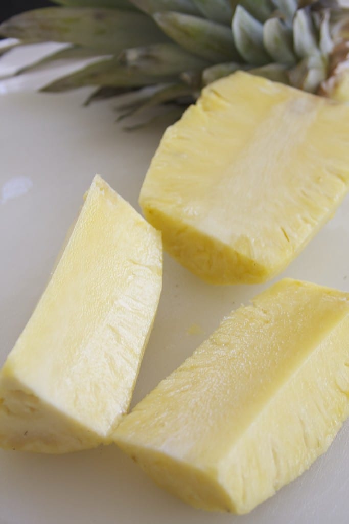 Cutting pineapple for Fresh Mango Pineapple Salsa 4