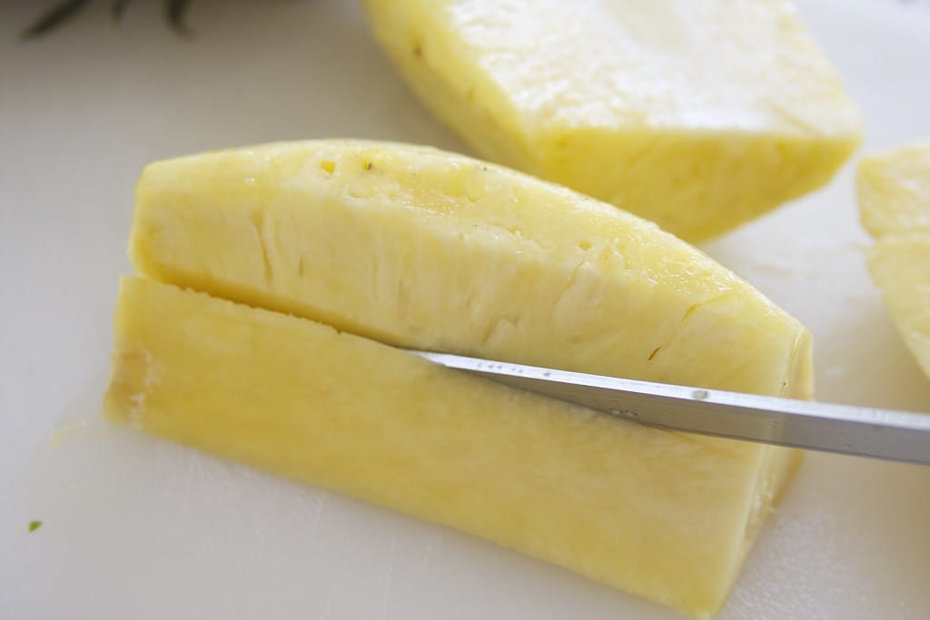 Cutting pineapple for Fresh Mango Pineapple Salsa 5