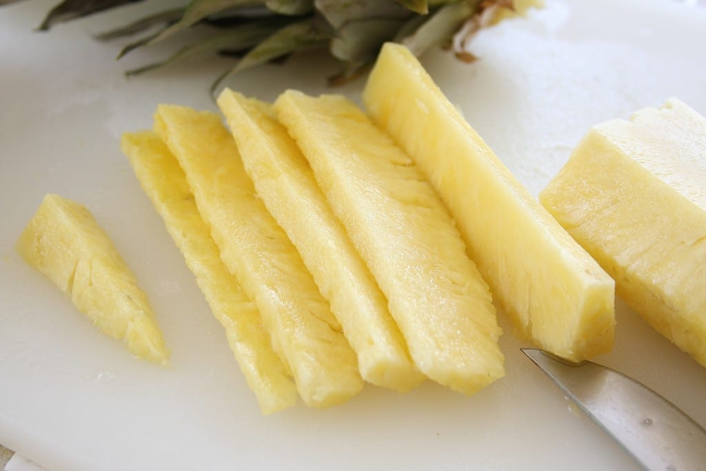 Cutting pineapple for Fresh Mango Pineapple Salsa 7