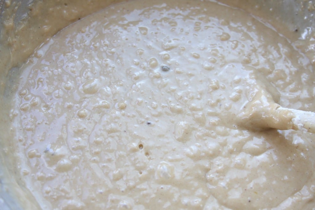 Mixture of Dry & Wet Ingredients for Apple Spice Crumb Muffins