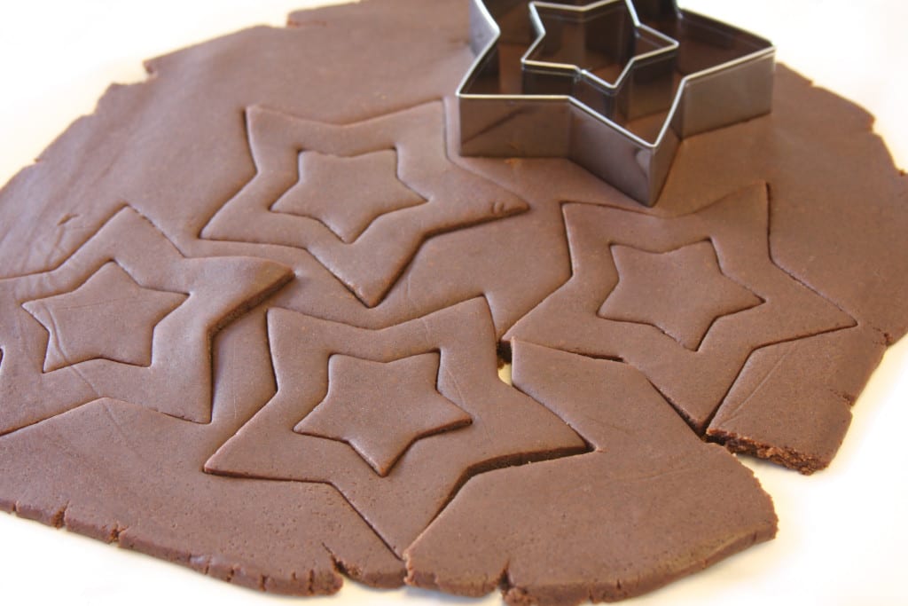 Cutting out dough for Starry Night Marzipan Cookies