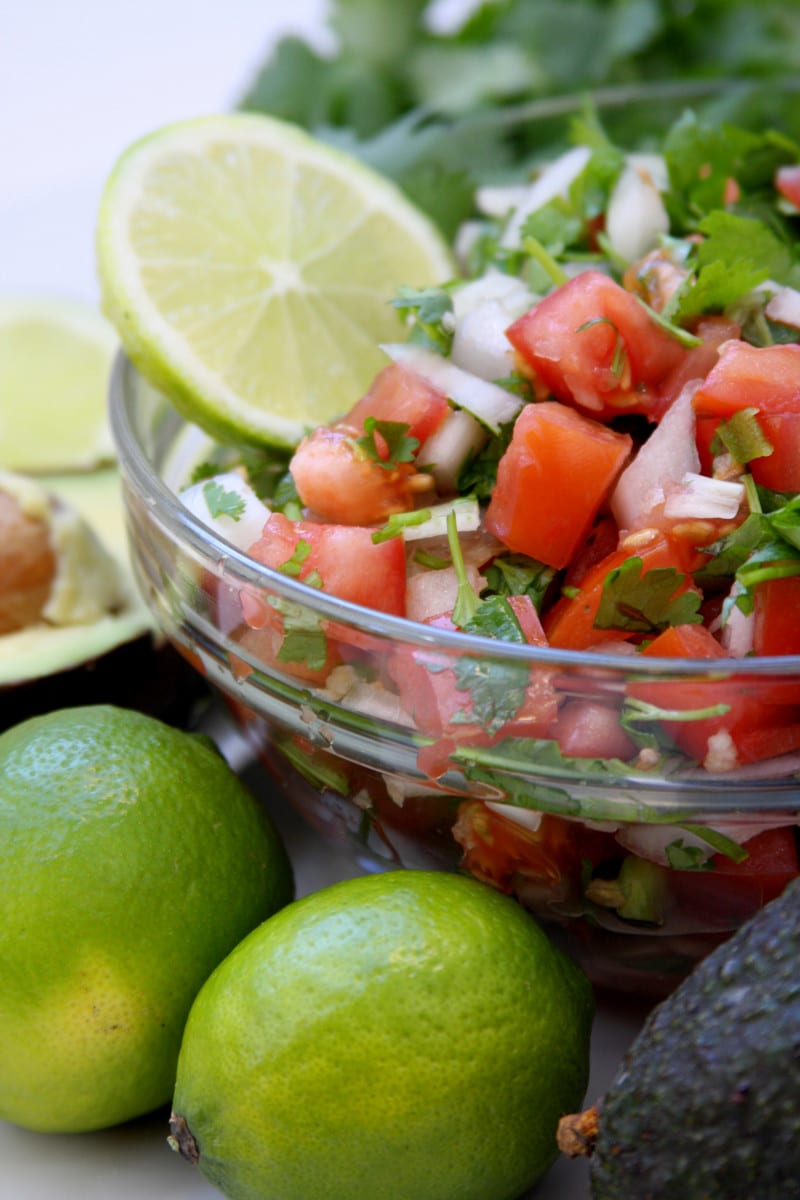 Pico De Gallo recipe1 is fresh, chunky and flavorful. Perfect with chips, tacos, omelettes , etc.
