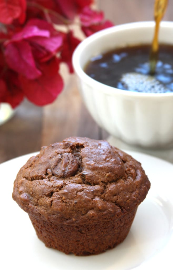 Chocolate Almond Butter Muffins are perfect with morning coffee or dessert. Fluffy and packed with nutrition.