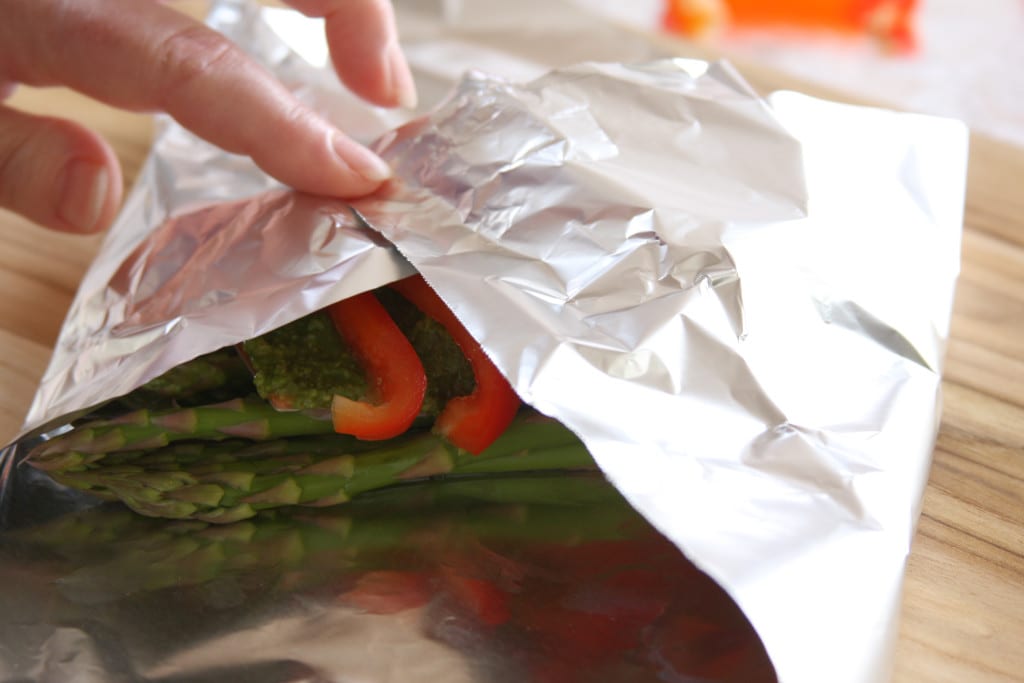 Folding of the Salmon Pesto Veggie Pocket