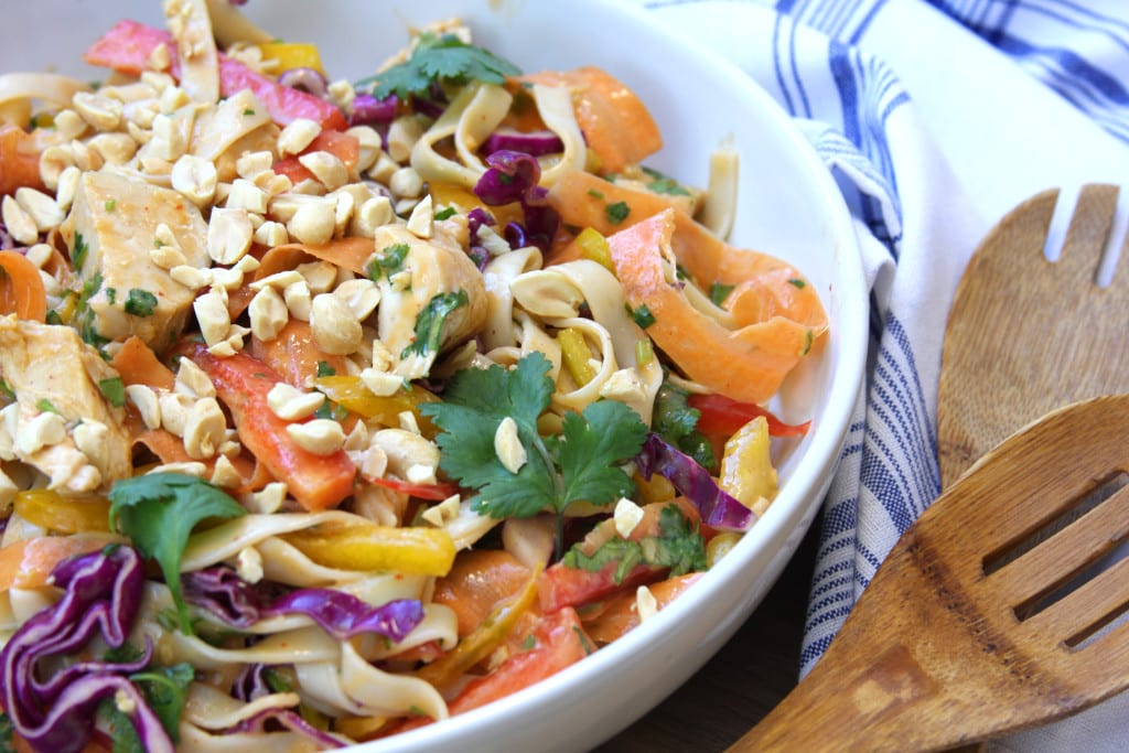 Chicken Peanut Udon Noodle Salad recipe is where cleaning eating and comfort food unite. Perfect for cold lunches during the week.