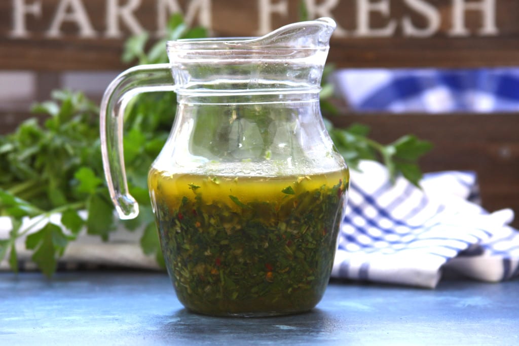 Chimichurri Sauce recipe- fresh flavors of parsley, cilantro, oregano and lemon. Adds life to veggies and is the perfect companion to steak.