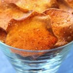 Homemade Sweet Potato Chips have a light crispiness and are kissed with chili powder.