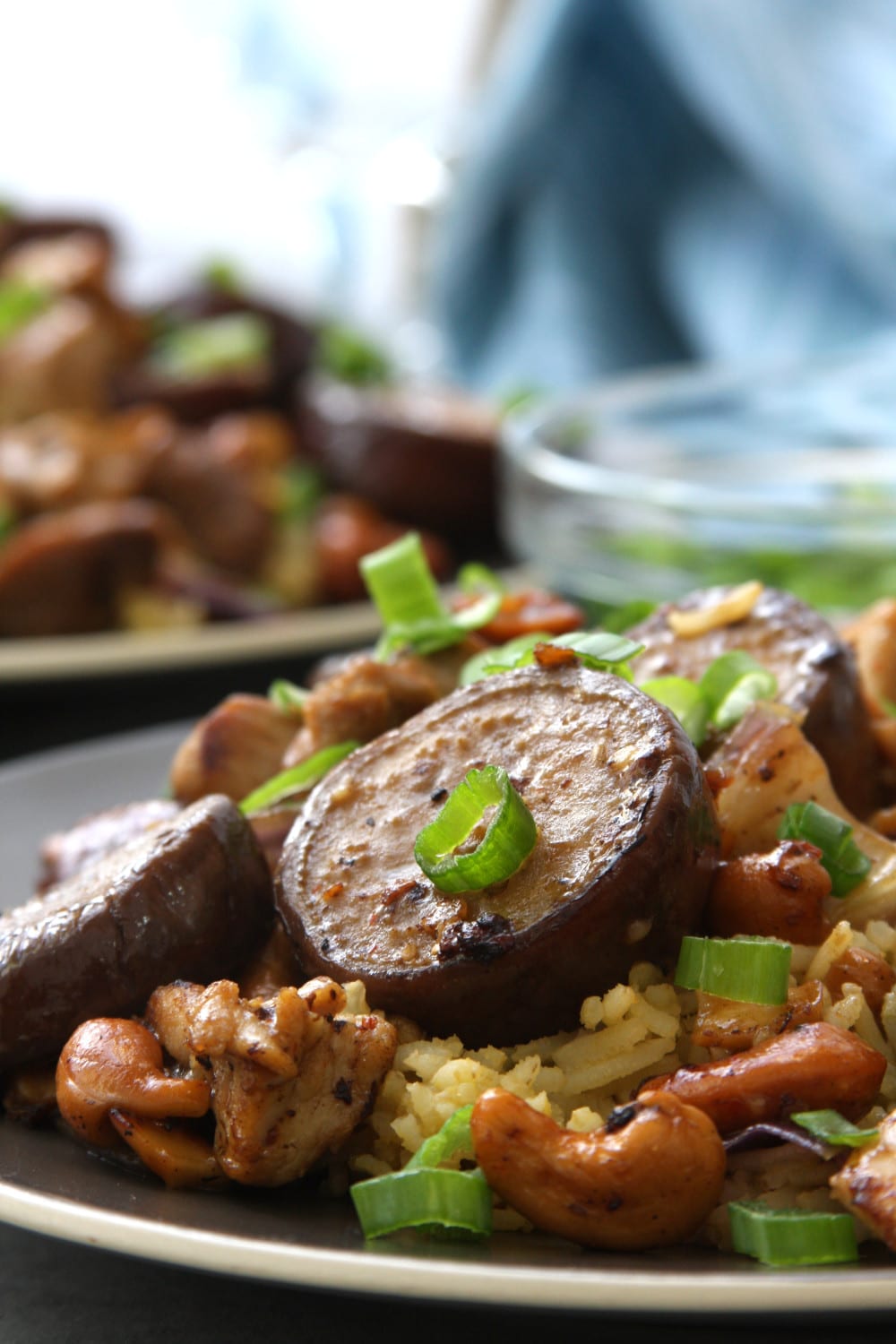 Cashew Eggplant Chicken Stir Fry recipe is bursting with the flavors of the orient while satisfying hungriest appetites.