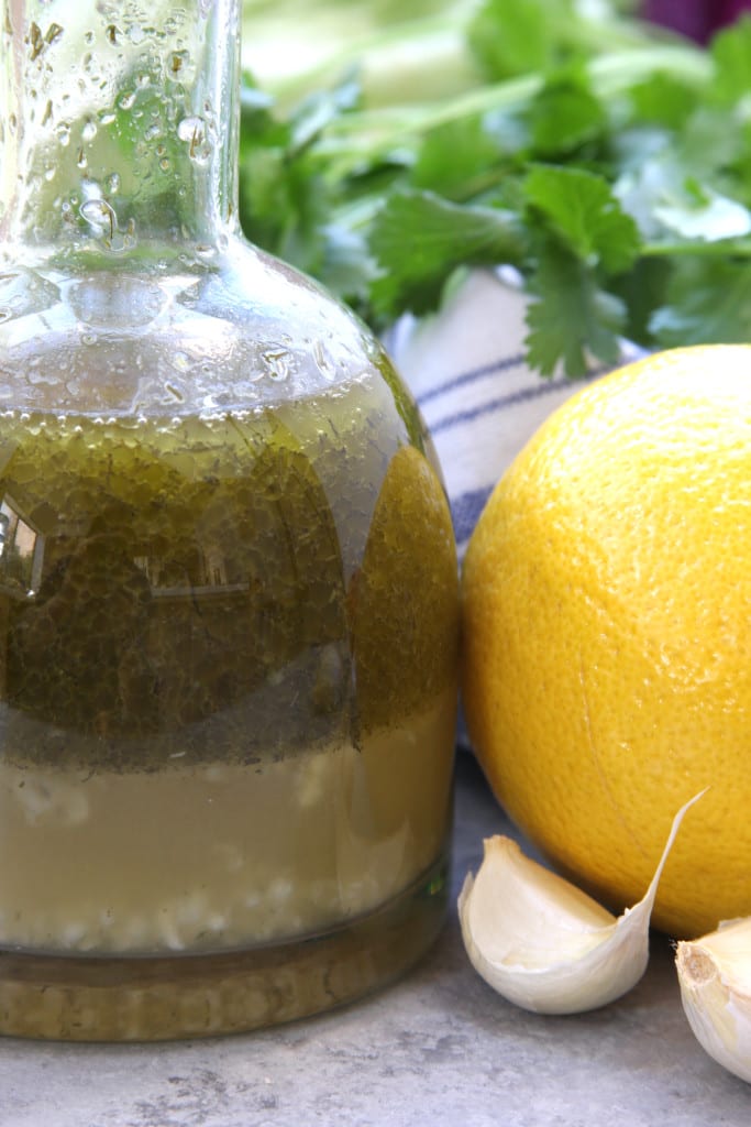 Simple Herbed Lemon Vinaigrette - so refreshing with flavors of lemon, dill and garlic. This is my favorite go to salad dressing.