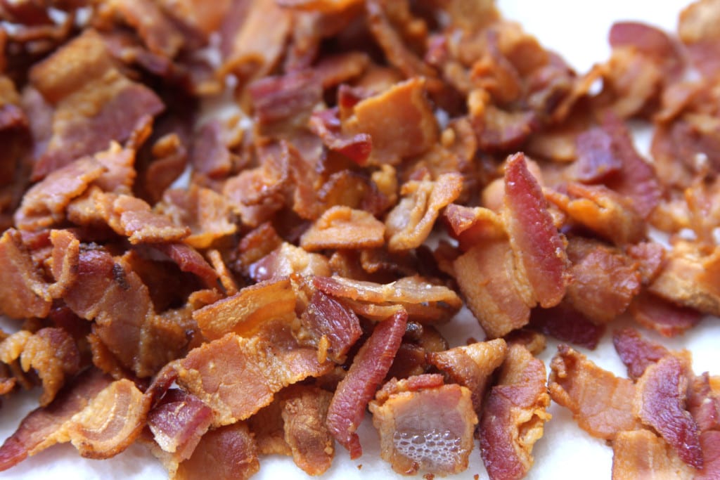Crispy bacon strips for Caribbean Chicken & Rice