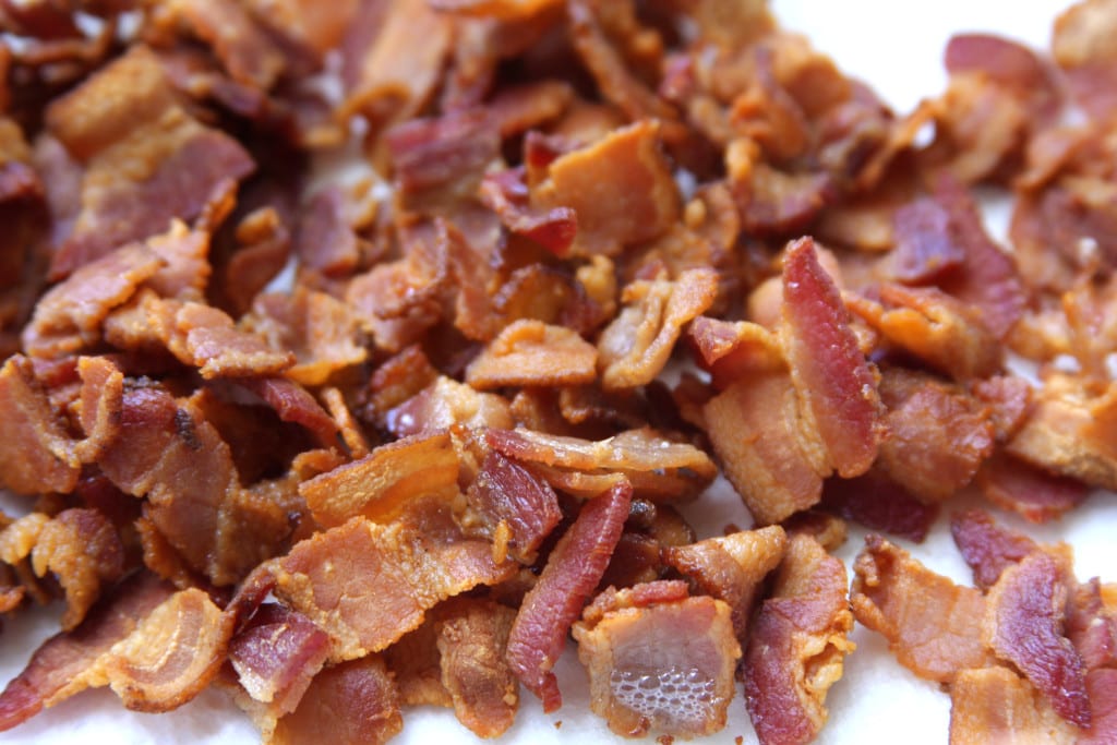 Crispy bacon strips for Caribbean Chicken & Rice