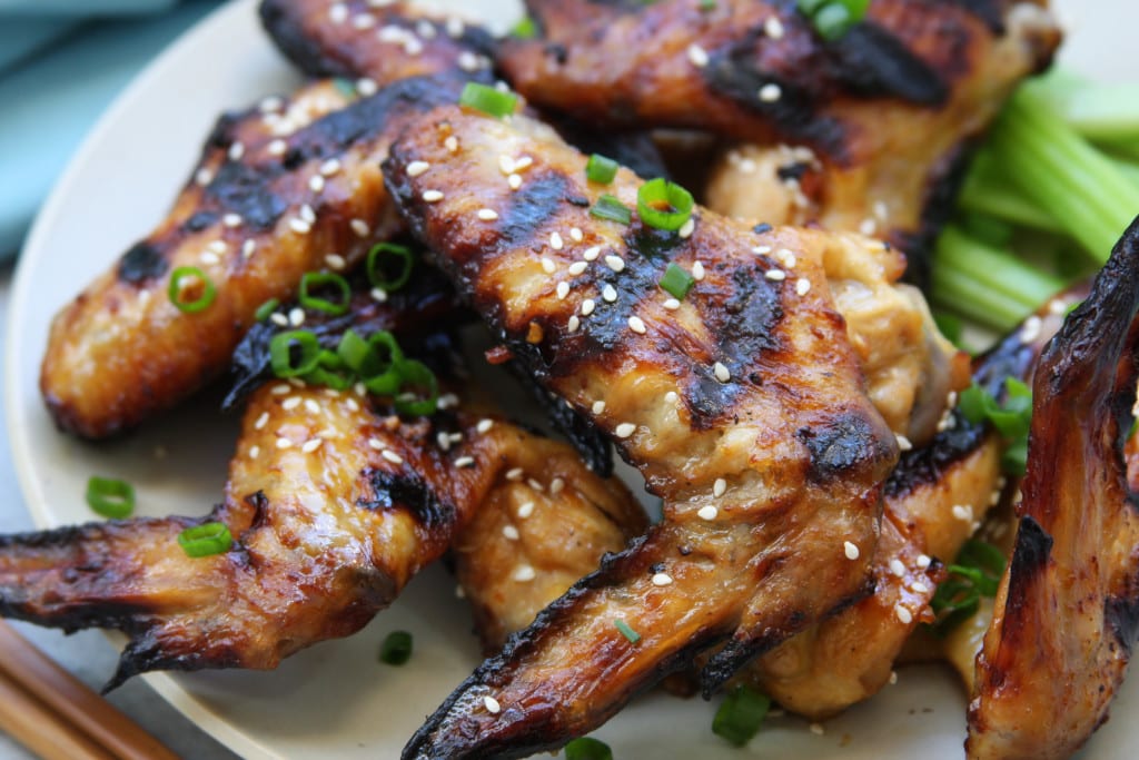 Simple Grilled Asian Wings is perfect for those who love flavorful wings without all the sauce. Flavors of sesame, honey, ginger and garlic.