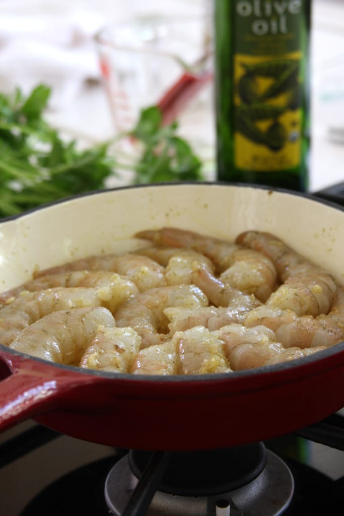 Rosemary Fennel Shrimp placed in a single layer ready to be baked.