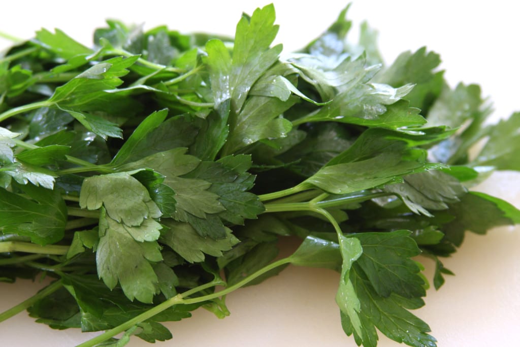 Italian parsley for Tomato Caper Pasta.