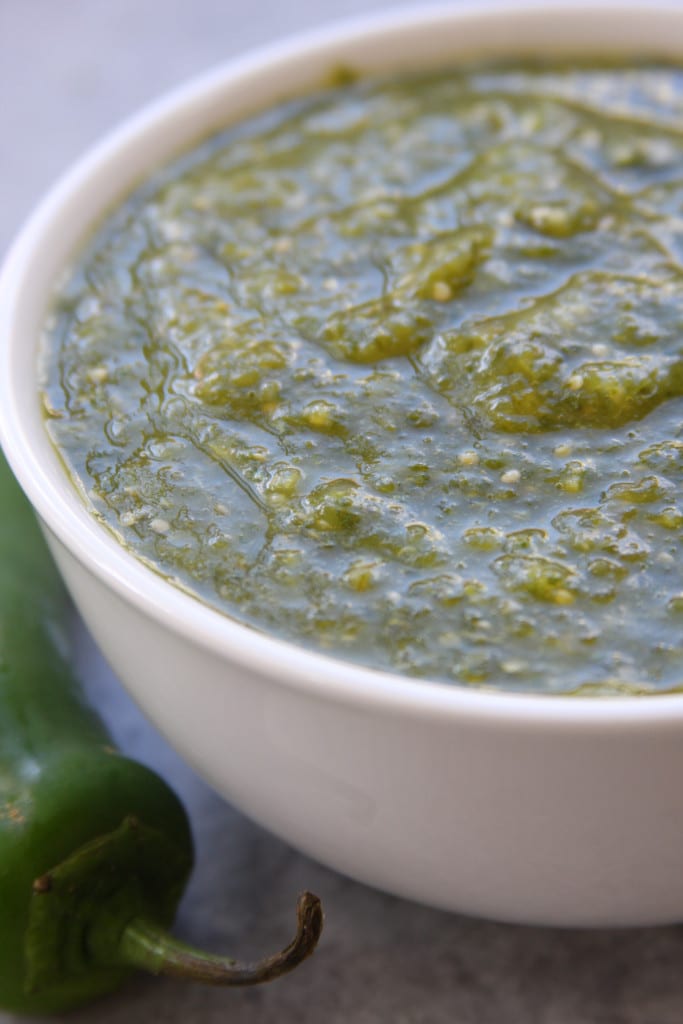 Homemade Salsa Verde recipe has an incredibly easy assembly and livens up everyday dishes. Completely fat free and a fun way to get in extra veggies.