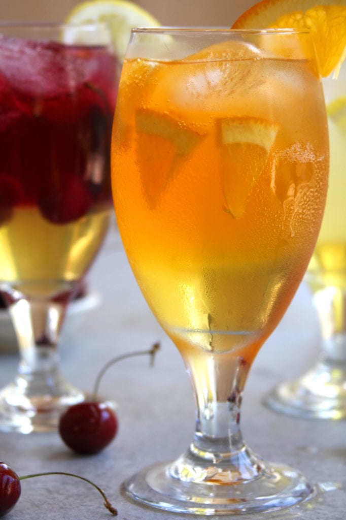 Skinny Limoncello Sparklers recipe creates light, refreshing and antioxidant filled adult beverages. These beautiful fruity drinks are light on calories allowing for all the summer fun without the guilt.