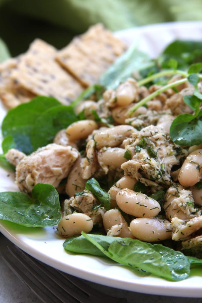 Mediterranean Tuna Salad is a fast and healthy recipe perfect for lunch or dinners with no cooking. Lemon, watercress and olive oil packs in the flavor and satisfaction.