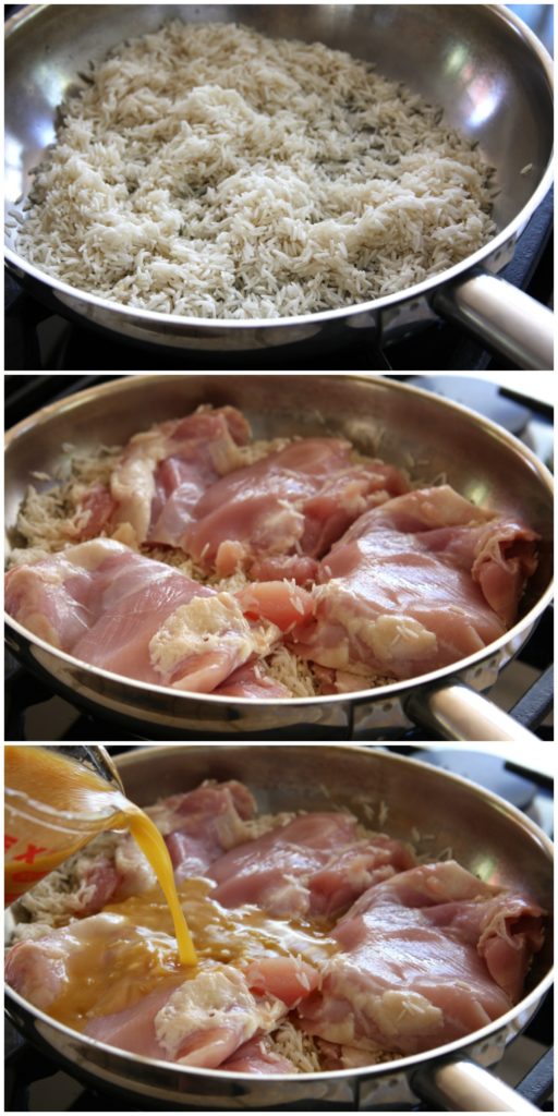 One-Pot Asian Chicken and Rice assembly.