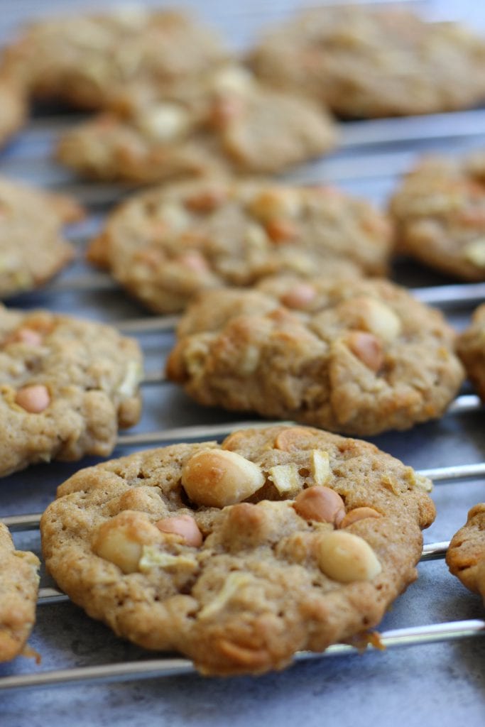 Green Apple Butterscotch Macadamia Nut Cookies recipe creates buttery cookies perfect for Fall. With little bits of apple, hints of cinnamon and the crunch of macadamia nuts, you won't be able to eat just one.