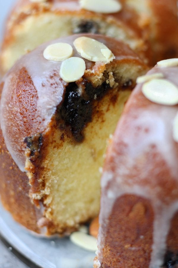 Cherry Amaretto Pound Cake recipe is rich and buttery with flavors of almond and cherry. Wonderful treat with coffee or tea and special enough for the Holidays. My cherry loving family adored this.