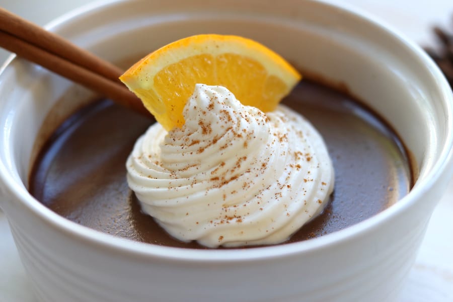 Elegantly rich and bursting with flavors of creamy chocolate, citrus and cinnamon. Chocolate Orange Cinnamon Pots de Creme is a Holiday dream come true with it being easier than homemade pudding and yet extremely sophisticated.