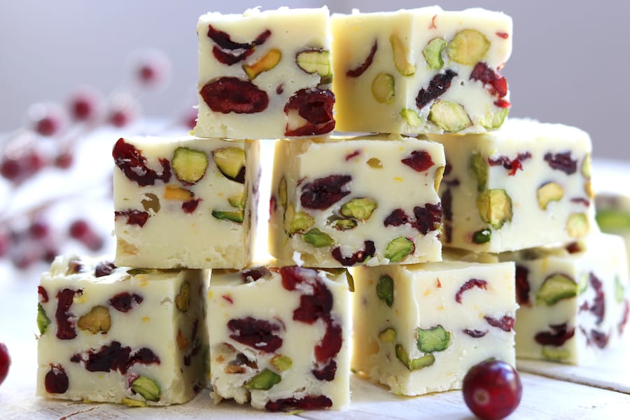 Mildly sweet, beautifully festive and bursting with the fresh flavor of citrus. Simple Orange Cranberry Fudge is a wonderful addition to your Holiday table.