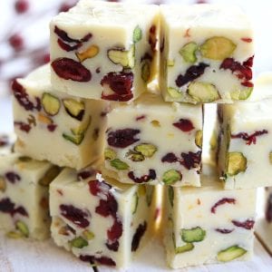 Mildly sweet, beautifully festive and bursting with the fresh flavor of citrus. Simple Orange Cranberry Fudge is a wonderful addition to your Holiday table
