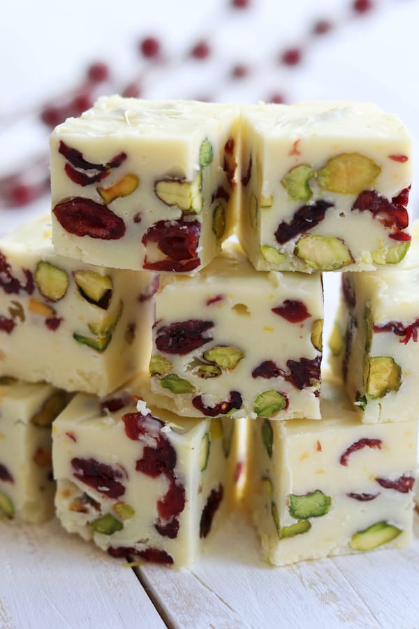 Simple Orange Cranberry Pistachio Fudge 