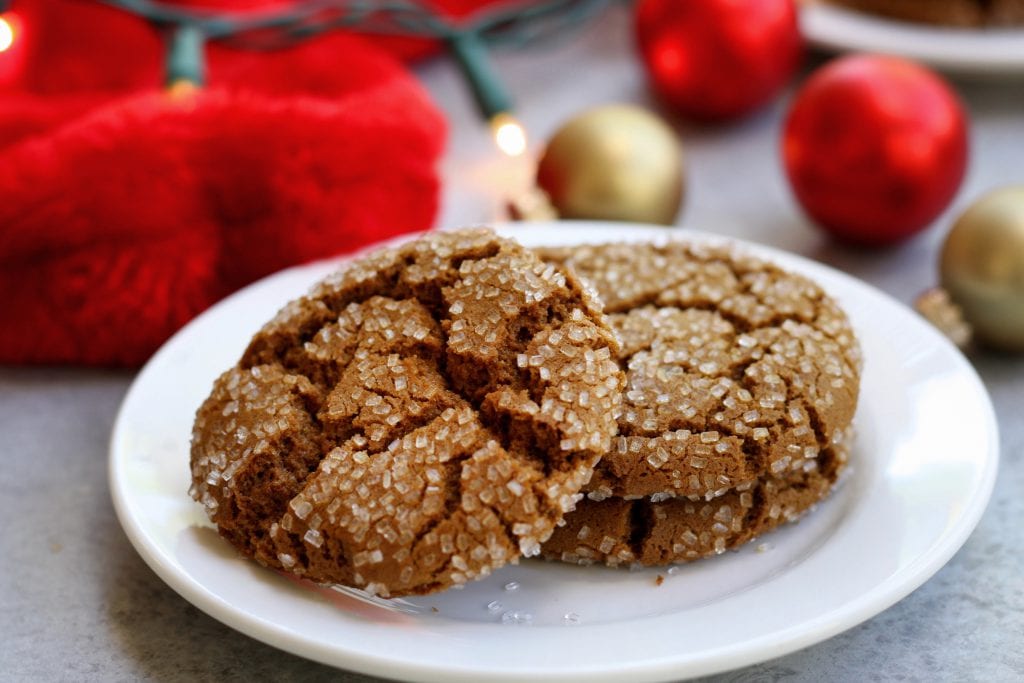 Buttery, rich with spices and candied ginger, these Chewy Molasses Cookies are always a hit at Holiday parties. Not only are they gorgeous with their sparkly crackle but they offer a sophisticated choice for grownup taste buds.