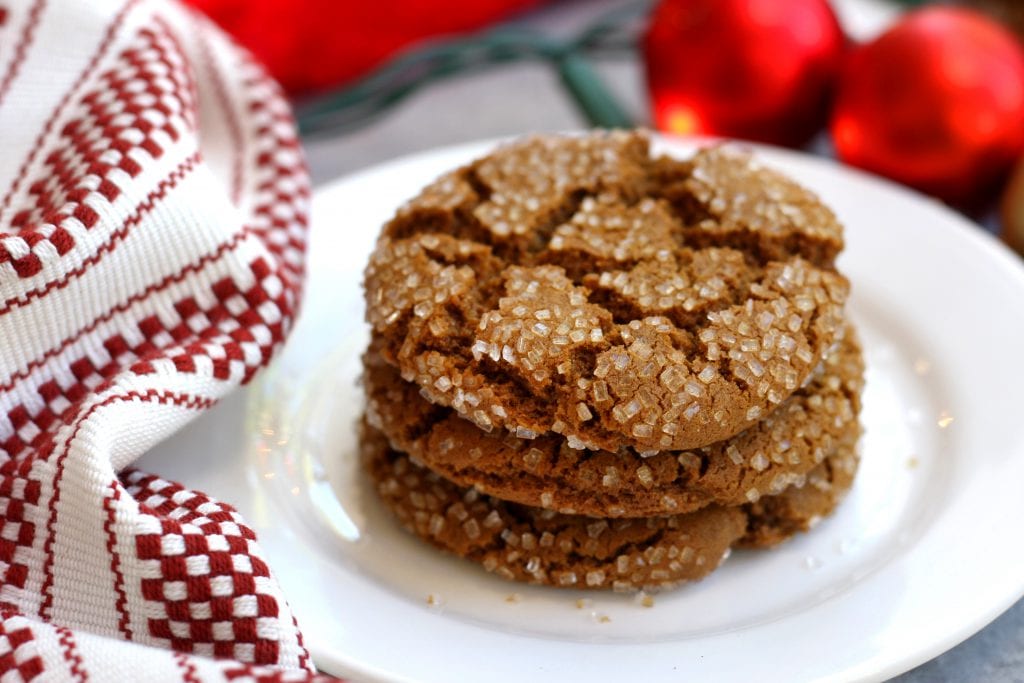 Buttery, rich with spices and candied ginger, these Chewy Molasses Cookies are always a hit at Holiday parties. Not only are they gorgeous with their sparkly crackle but they offer a sophisticated choice for grownup taste buds.