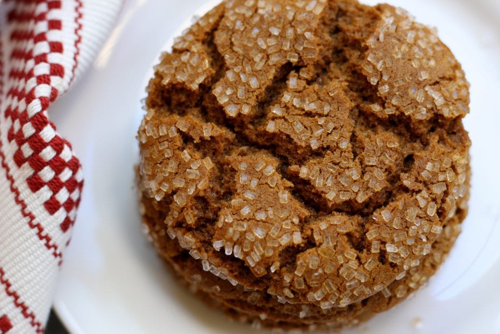 Buttery, rich with spices and candied ginger, these Chewy Molasses Cookies are always a hit at Holiday parties. Not only are they gorgeous with their sparkly crackle but they offer a sophisticated choice for grownup taste buds.