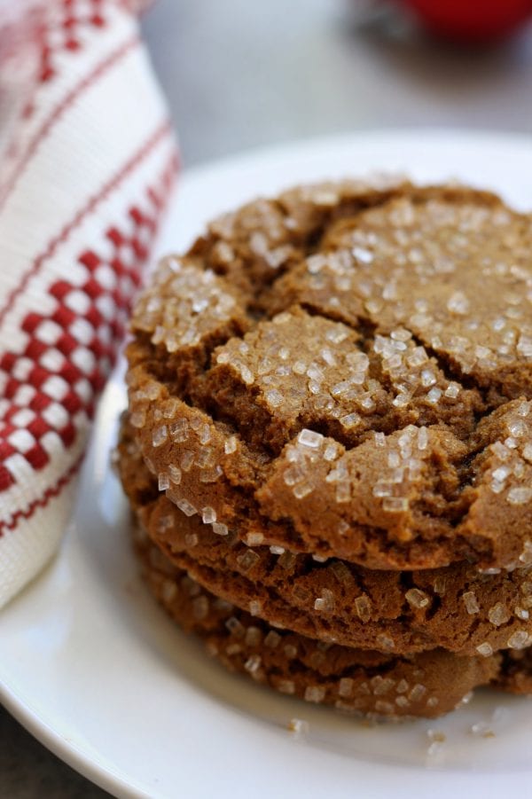 Buttery, rich with spices and candied ginger, these Chewy Molasses Cookies are always a hit at Holiday parties. Not only are they gorgeous with their sparkly crackle but they offer a sophisticated choice for grownup taste buds.