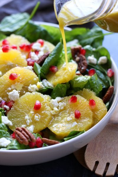 Delicious, simple and bright, this Festive Orange Spinach Salad is a wonderful companion to any Holiday feast or as a meal on its own.