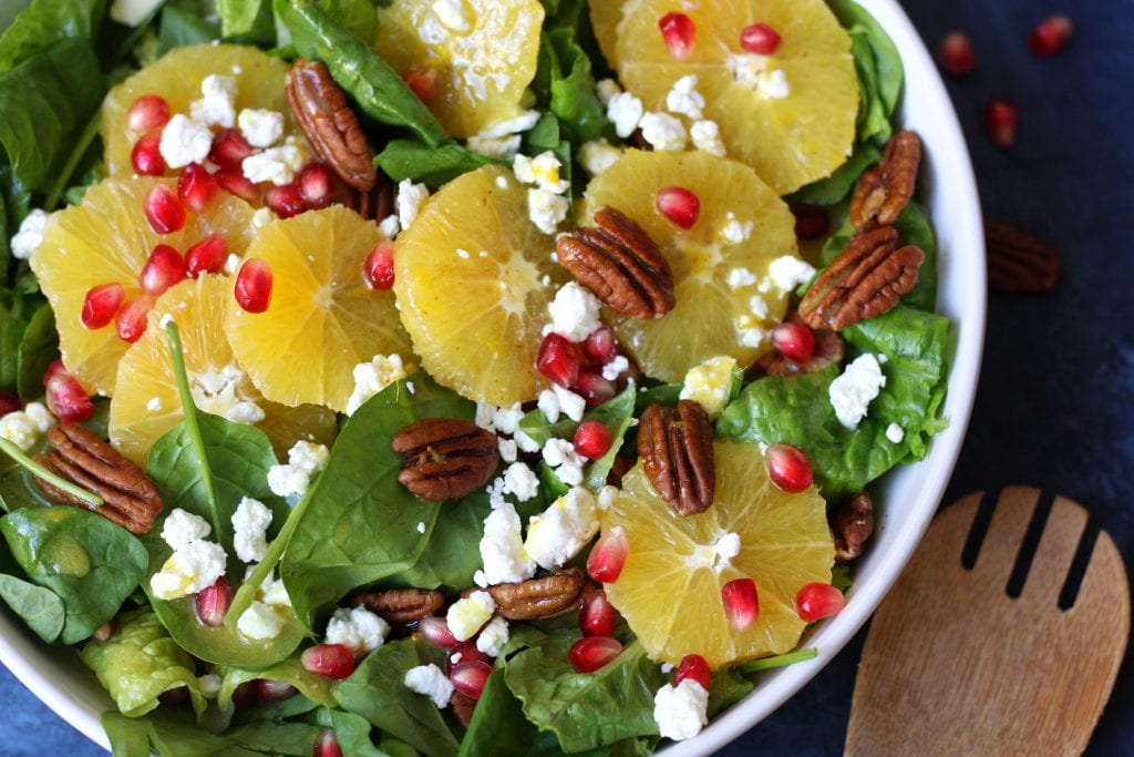 Delicious, simple and bright, this Festive Orange Spinach Salad is a wonderful companion to any Holiday feast or as a meal on its own.