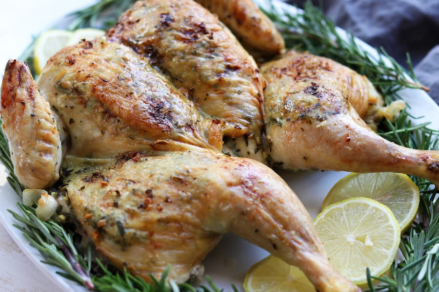 Rosemary Lemon Garlic Chicken is special enough for a Holiday and easy enough for a weeknight. Special prep method allows for a deeper infusion of aromatics and makes the leftovers taste even more delectable.