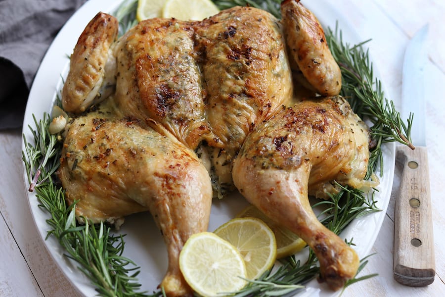 Rosemary Lemon Garlic Chicken is special enough for a Holiday and easy enough for a weeknight. Special prep method allows for a deeper infusion of aromatics and makes the leftovers taste even more delectable. 