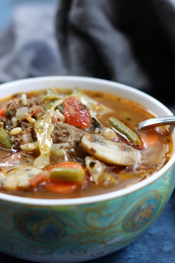 Warm and satisfying, Hamburger Vegetable Soup is full of good for you veggies and comes together in a little over 30 minutes.