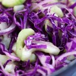 This Simple Asian Slaw recipe is a crispy and refreshing companion to many asian dishes. Comes together in minutes, disappears almost as fast and is a fun way to eat your veggies.