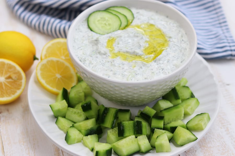 Creamy and refreshing, Tzatziki Sauce is the perfect Greek condiment with many types of meats or just simply as a dip.