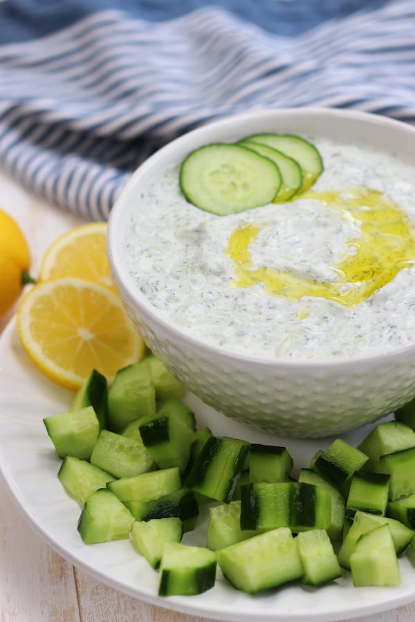Creamy and refreshing, Tzatziki Sauce is the perfect Greek condiment with many types of meats or just simply as a dip.