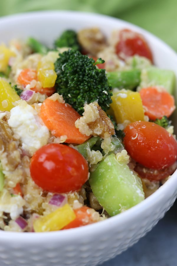 Tangy, creamy and crunchy, Quinoa Crunch Salad recipe is special enough for Easter dinner and the leftovers are perfect to pack for lunch. 