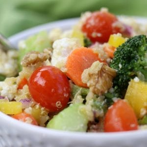 Tangy, creamy and crunchy, Quinoa Crunch Salad recipe is special enough for Easter dinner and the leftovers are perfect to pack for lunch.