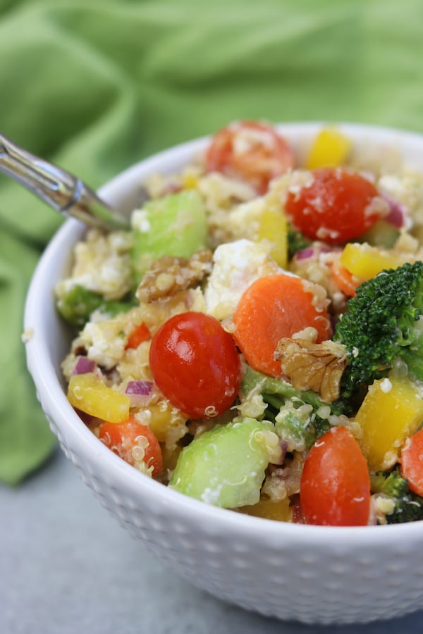 Tangy, creamy and crunchy, Quinoa Crunch Salad is special enough for Easter dinner and the leftovers are perfect to pack for lunch.