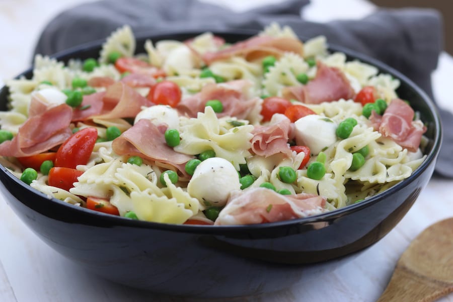 Pea Prosciutto Pasta Salad is a super simple and incredibly delicious recipe for a quick spring or summer meal.