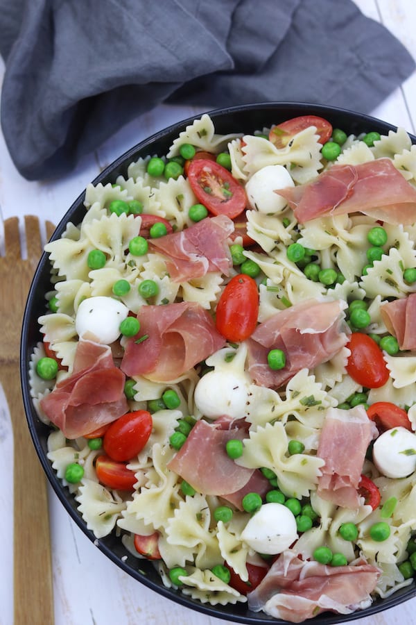 Pea Prosciutto Pasta Salad is a super simple and incredibly delicious recipe for a quick spring or summer meal.