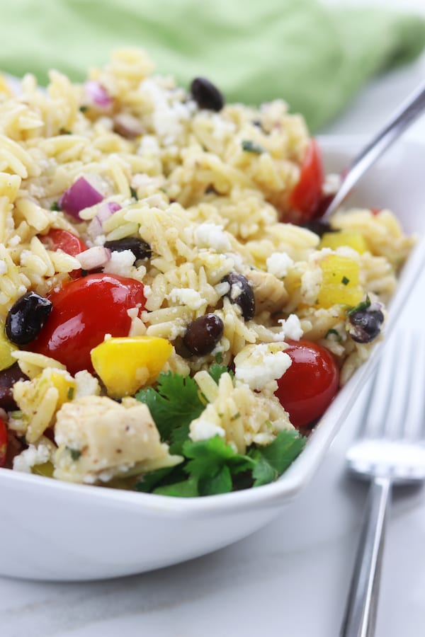 Cilantro Lime Confetti Orzo recipe with chicken.