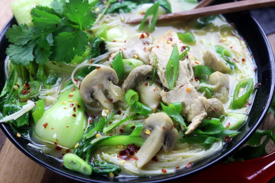 Green Curry Coconut Chicken Soup 