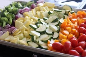 Cut Veggies for Creamy Pesto Vegetable Pasta