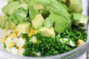 Ingredients premixing for Avocado egg salad